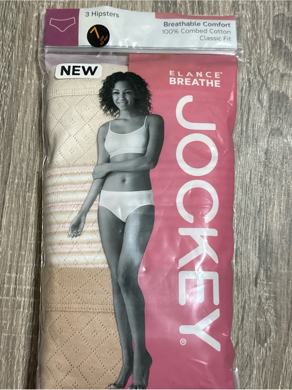 New Jockey Elance Women’s Sz 7 Underwear Panties Hipsters Cotton Comfort 3 Pk